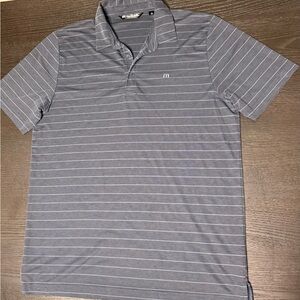 Travis Mathew Blue Grey Polo with Stripes